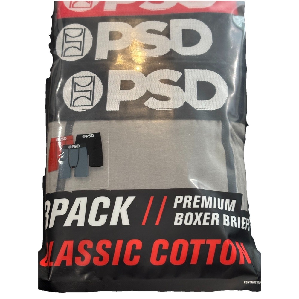 PSD 3 Pack Premium Boxer Briefs Core Men's Large Red,Grey,Black NIB NEW - Picture 6 of 6
